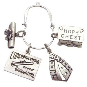 Vintage Beau Sterling Silver Hope Chest Graduation Sweet 16 Charm Holder Pendant